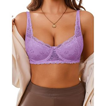 Avidlove Lace Bras for Women Demi Balconette Unlined Underwire Bra Lingerie