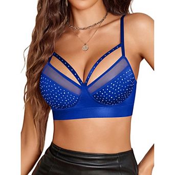 Avidlove Bras for Women Rhinestone Wireless Bralettes Unlined V Neck Wirefree Everyday Bra