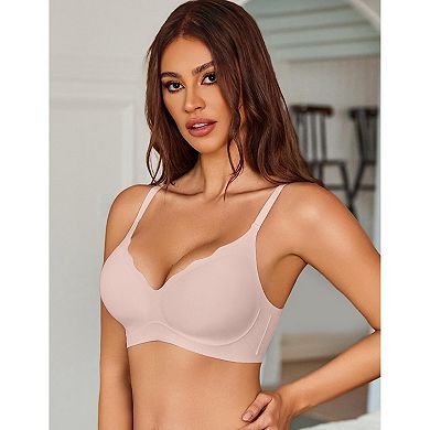 Avidlove Wireless Bra for Women Seamless Push Up Bralette Comfortable Scalloped Full Coverage