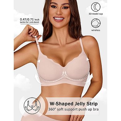 Avidlove Wireless Bra for Women Seamless Push Up Bralette Comfortable Scalloped Full Coverage