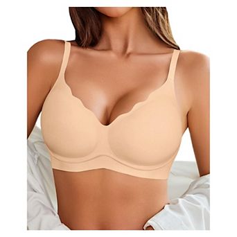Avidlove Wireless Bra for Women Seamless Push Up Bralette Comfortable Scalloped Full Coverage