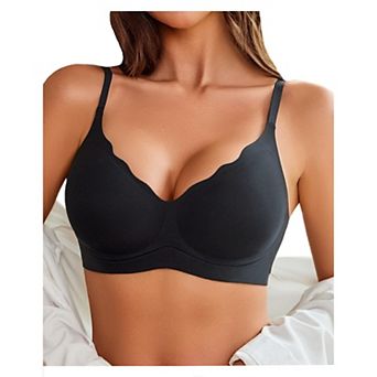 Avidlove Wireless Bra for Women Seamless Push Up Bralette Comfortable Scalloped Full Coverage