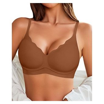 Avidlove Wireless Bra for Women Seamless Push Up Bralette Comfortable Scalloped Full Coverage