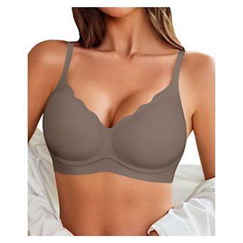 Avidlove Wireless Bra for Women Seamless Push Up Bralette Comfortable Scalloped Full Coverage