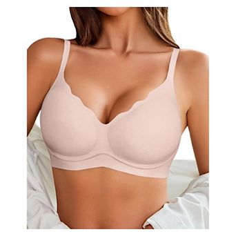 Avidlove Wireless Bra for Women Seamless Push Up Bralette Comfortable Scalloped Full Coverage
