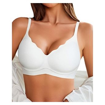 Avidlove Wireless Bra for Women Seamless Push Up Bralette Comfortable Scalloped Full Coverage