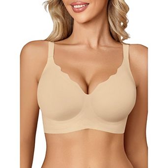 Avidlove Jelly Bras for Women No Underwire Seamless Bralettes Wireless Push Up Soft Scalloped Full