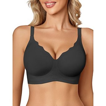Avidlove Jelly Bras for Women No Underwire Seamless Bralettes Wireless Push Up Soft Scalloped Full
