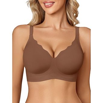 Avidlove Jelly Bras for Women No Underwire Seamless Bralettes Wireless Push Up Soft Scalloped Full