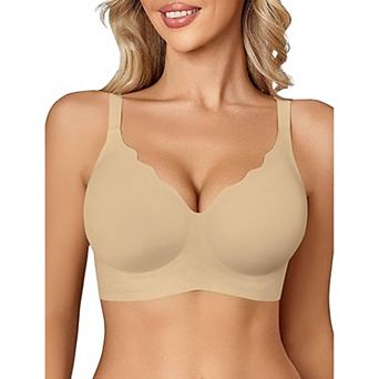 Avidlove Jelly Bras for Women No Underwire Seamless Bralettes Wireless Push Up Soft Scalloped Full