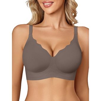 Avidlove Jelly Bras for Women No Underwire Seamless Bralettes Wireless Push Up Soft Scalloped Full