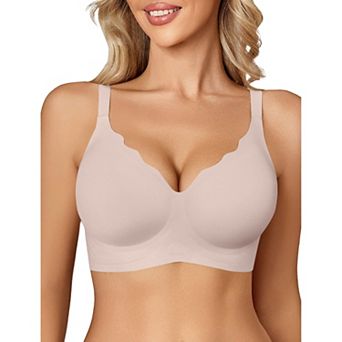 Avidlove Jelly Bras for Women No Underwire Seamless Bralettes Wireless Push Up Soft Scalloped Full