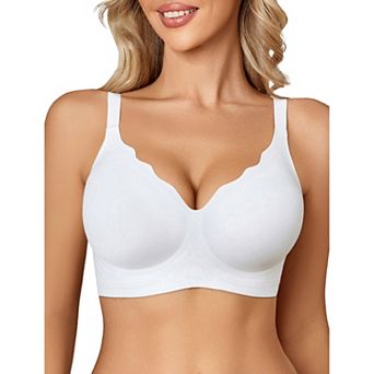 Avidlove Jelly Bras for Women No Underwire Seamless Bralettes Wireless Push Up Soft Scalloped Full