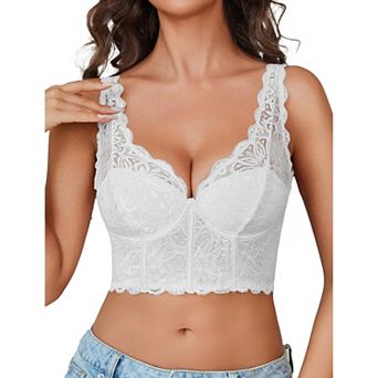 Avidlove Lace Bralettes V Neck Push Up Crop Top Unlined Supportive Bralette Y2K Rave Outfits