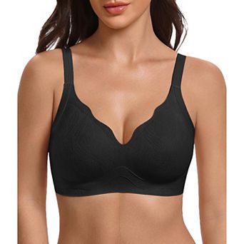 Avidlove Jelly Bras for Women No Wire Seamelss Jelly Bra Scalloped V Neck T Shirt Bra X