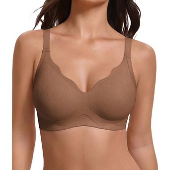 Avidlove Jelly Bras for Women No Wire Seamelss Jelly Bra Scalloped V Neck T Shirt Bra X
