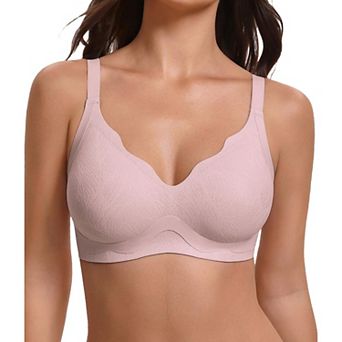 Avidlove Jelly Bras for Women No Wire Seamelss Jelly Bra Scalloped V Neck T Shirt Bra X