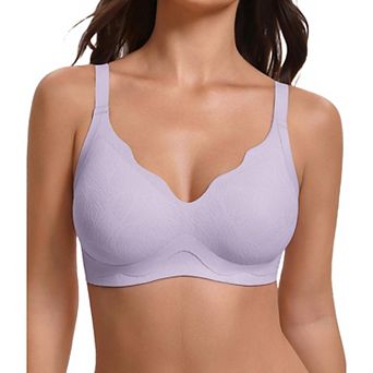 Avidlove Jelly Bras for Women No Wire Seamelss Jelly Bra Scalloped V Neck T Shirt Bra X