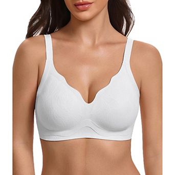 Avidlove Jelly Bras for Women No Wire Seamelss Jelly Bra Scalloped V Neck T Shirt Bra X
