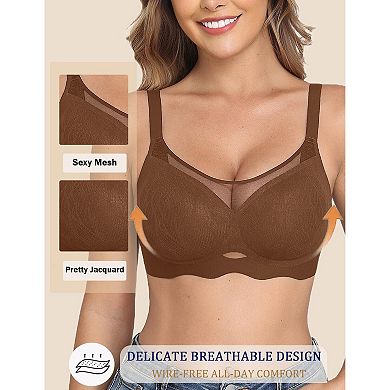 Avidlove Bras for Women V Neck Wireless Bra Lifting Mesh Bra