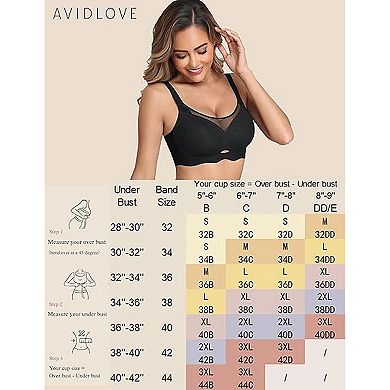 Avidlove Bras for Women V Neck Wireless Bra Lifting Mesh Bra