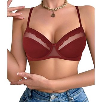 Avidlove Women Bralette Lace Bra with Underwire Sheer Ultra Light Everyday Lingerie Bras