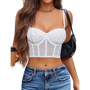 Avidlove Corset Tops for Women Push Up Bustier lingerie Mesh Going Out Party Club Top