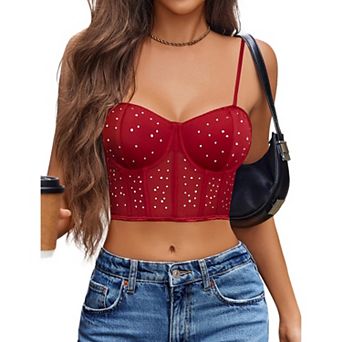 Avidlove Corset Tops for Women Push Up Bustier lingerie Mesh Going Out Party Club Top