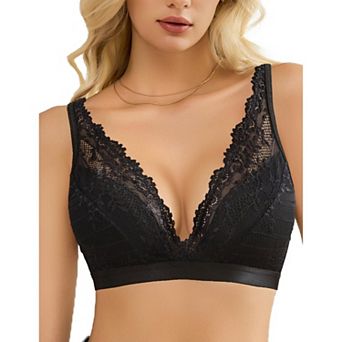 Avidlove Lace Bralette for Women Deep V Neck Wireless Bralette Plunge Unpadded Bras Everyday