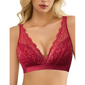 Avidlove Lace Bralette for Women Deep V Neck Wireless Bralette Plunge Unpadded Bras Everyday