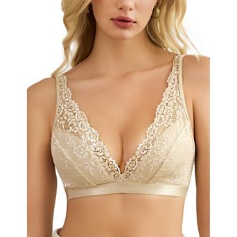 Avidlove Lace Bralette for Women Deep V Neck Wireless Bralette Plunge Unpadded Bras Everyday