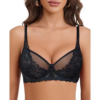 Avidlove Bras for Women Lace Bralettes Underwire Mesh Full Coverage Bra Lingerie