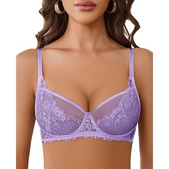 Avidlove Bras for Women Lace Bralettes Underwire Mesh Full Coverage Bra Lingerie