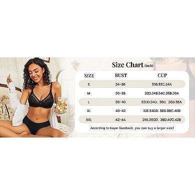 Avidlove Women's Lace Unlined Bra V Neck Mesh Everyday Non Padded Lingerie