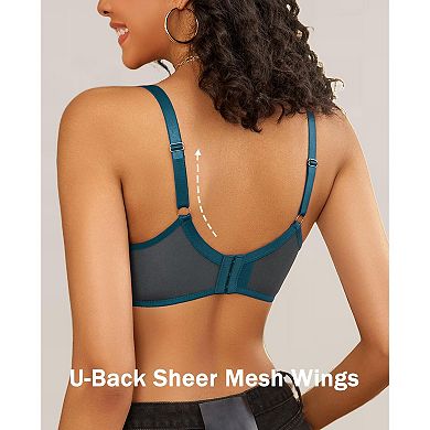 Avidlove Women's Lace Unlined Bra V Neck Mesh Everyday Non Padded Lingerie
