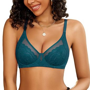 Avidlove Women's Lace Unlined Bra V Neck Mesh Everyday Non Padded Lingerie