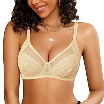 Avidlove Women's Lace Unlined Bra V Neck Mesh Everyday Non Padded Lingerie