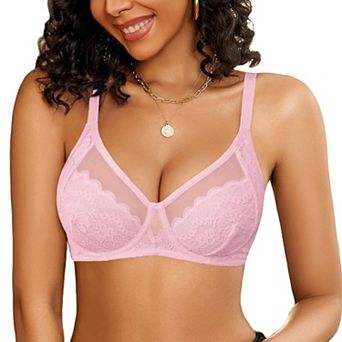 Avidlove Women's Lace Unlined Bra V Neck Mesh Everyday Non Padded Lingerie
