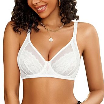 Avidlove Women's Lace Unlined Bra V Neck Mesh Everyday Non Padded Lingerie