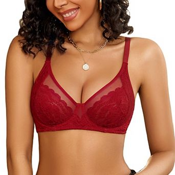 Avidlove Women's Lace Unlined Bra V Neck Mesh Everyday Non Padded Lingerie