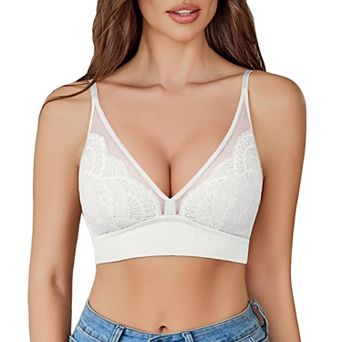 Avidlove Bralettes for Women Wireless Bras Mesh Lace Bralette Soft Bralette Lingerie Bra