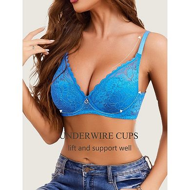 Avidlove Lace Bras for Women Push Up Bralettes with Underwire Full Coverage Unpadded Bra