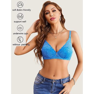 Avidlove Lace Bras for Women Push Up Bralettes with Underwire Full Coverage Unpadded Bra