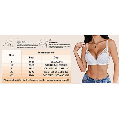 Avidlove Lace Bras for Women Push Up Bralettes with Underwire Full Coverage Unpadded Bra