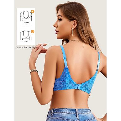 Avidlove Lace Bras for Women Push Up Bralettes with Underwire Full Coverage Unpadded Bra