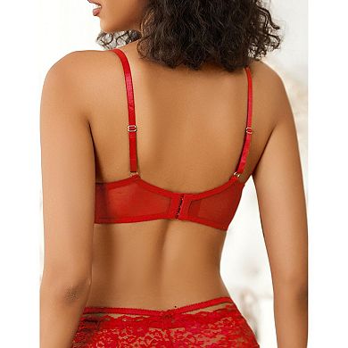 Avidlove Lace Bras for Women Sheer Balconette Underwire Unlined Everyday Bras Lingerie