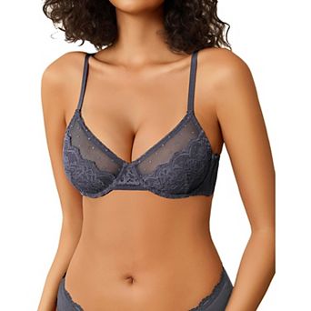 Avidlove Lace Bras for Women Sheer Balconette Underwire Unlined Everyday Bras Lingerie