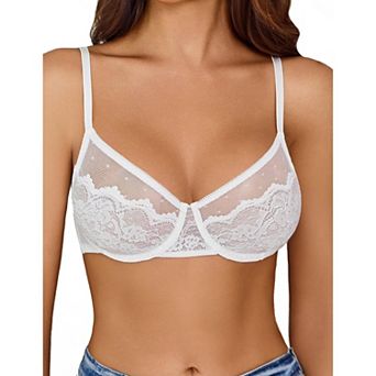 Avidlove Lace Bras for Women Sheer Balconette Underwire Unlined Everyday Bras Lingerie