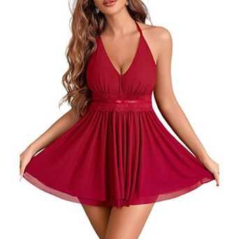 Avidlove Women Lingerie Lace Babydoll Sleepwear Sheer Chemise Bridal Lingerie Boudoir Outfits