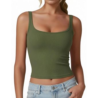 Avidlove Women Tank Tops Womens Ribbed Tank Tops Summer Womens Square Neck Scoop Neck Top Fitted